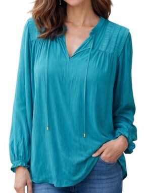 Chico's Sea Island Pleated blouse size 10